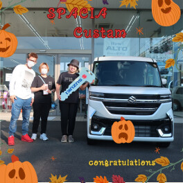 ピュアホワイトのスペーシアカスタム納車しました☆彡